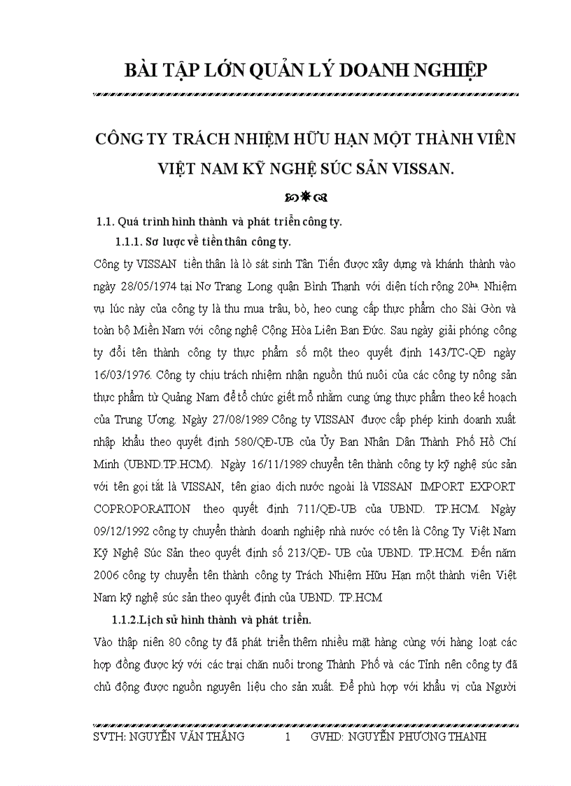 Phân tích hoạt động kinh doanh tại công ty trách nhiệm hữu hạn một thành viên việt nam kỹ nghệ súc sản vissan