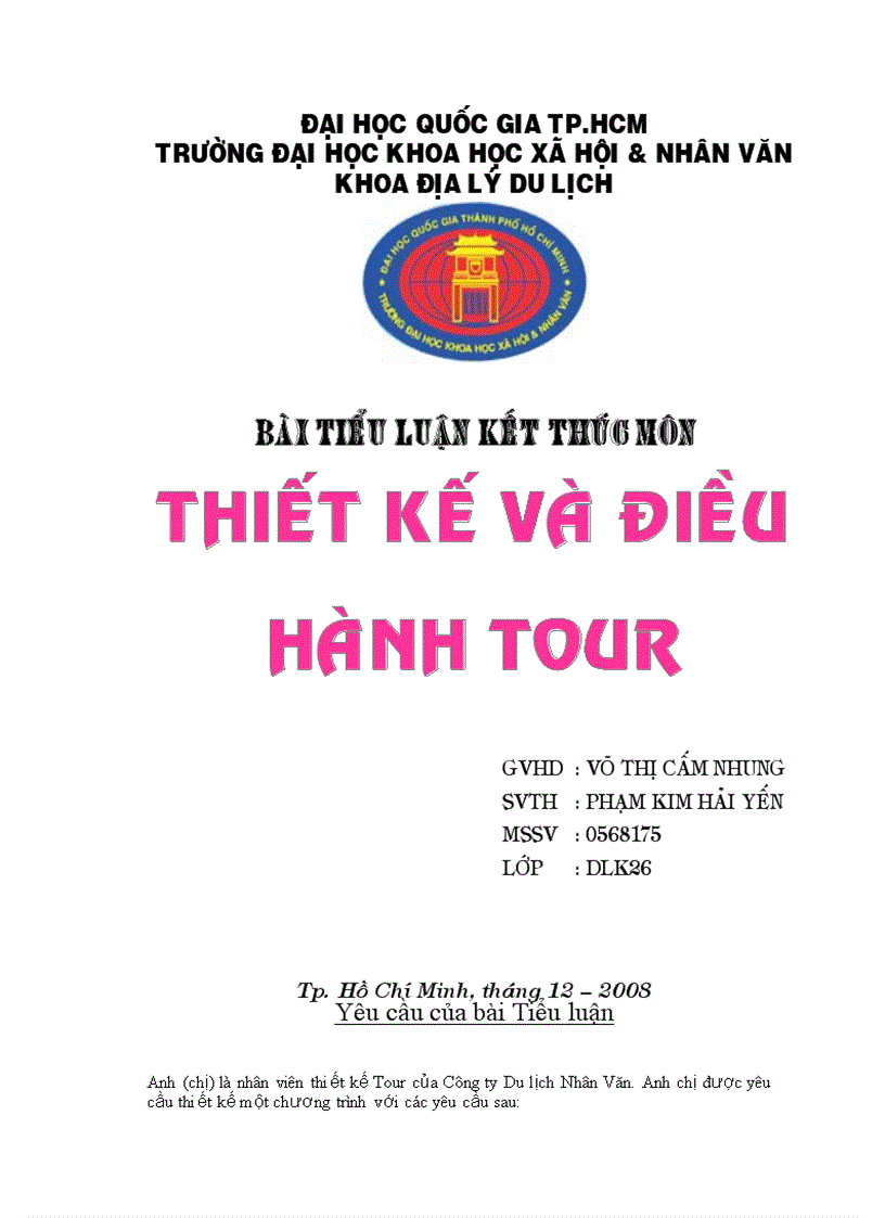 Thiết kế và điều hành tour