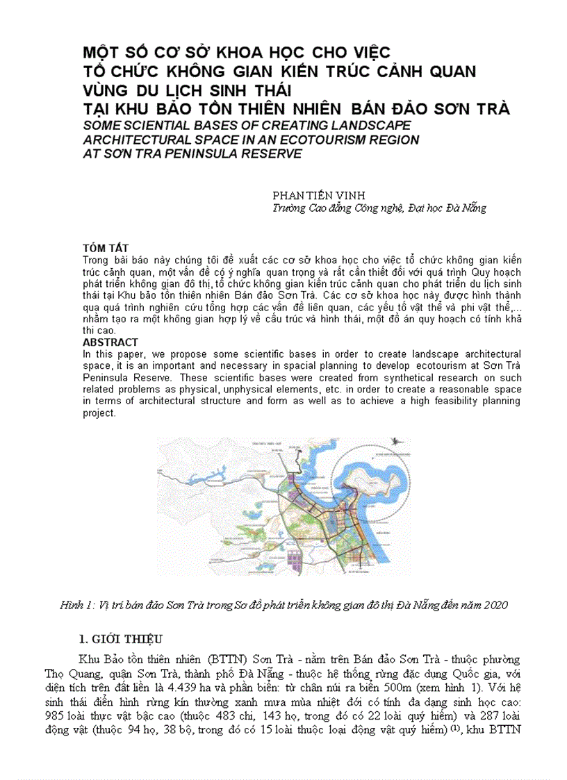 Tổ chức không gian kiến trúc cảnh quan vùng du lịch sinh thái tại khu bảo tồn thiên nhiên bán đảo sơn trà