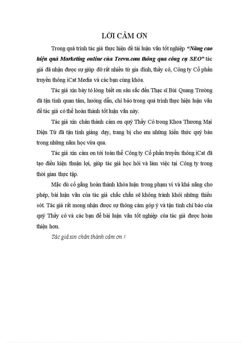 Nâng cao hiệu quả Marketing online của Teevn com thông qua công cụ SEO