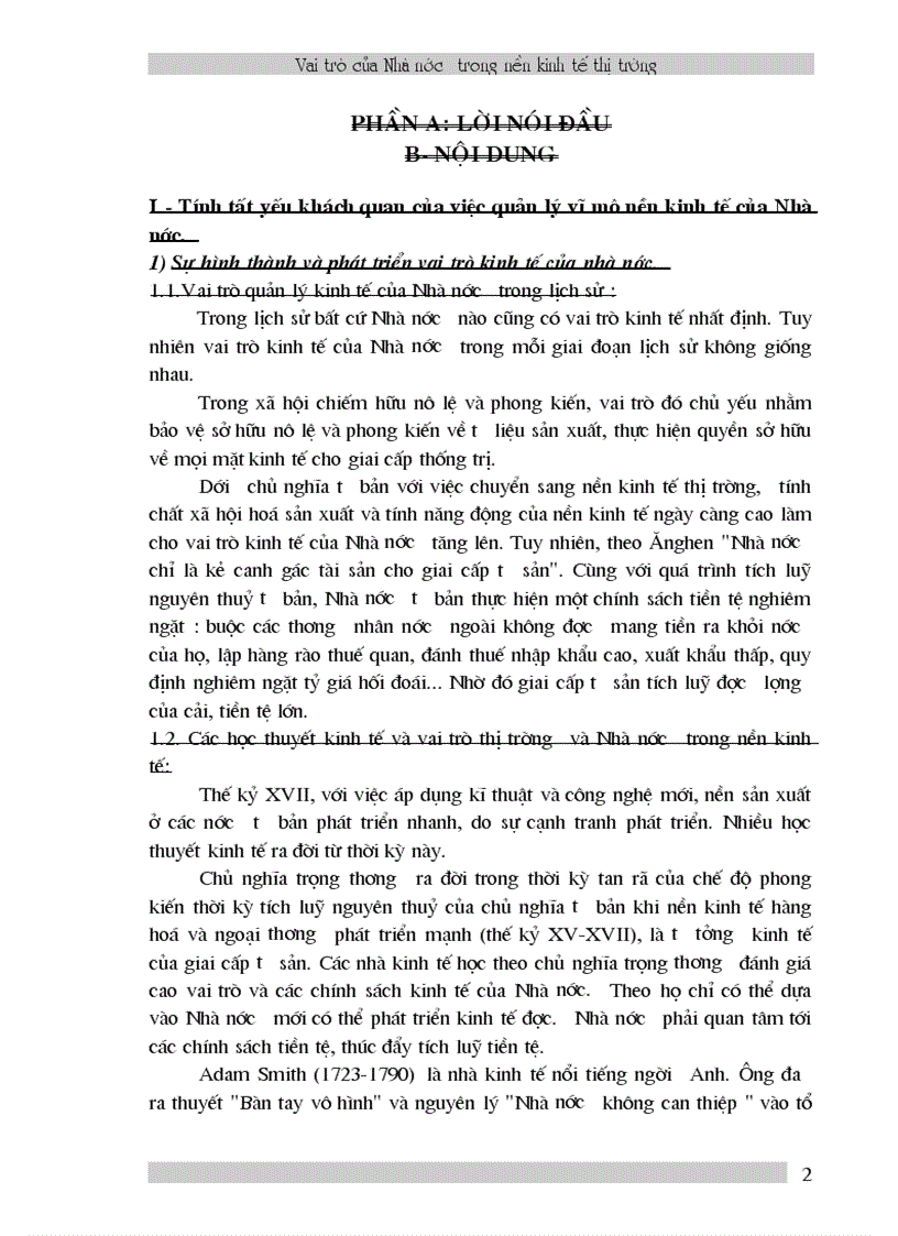 Vai trò của Nhà nước trong nền kinh tế thị trường