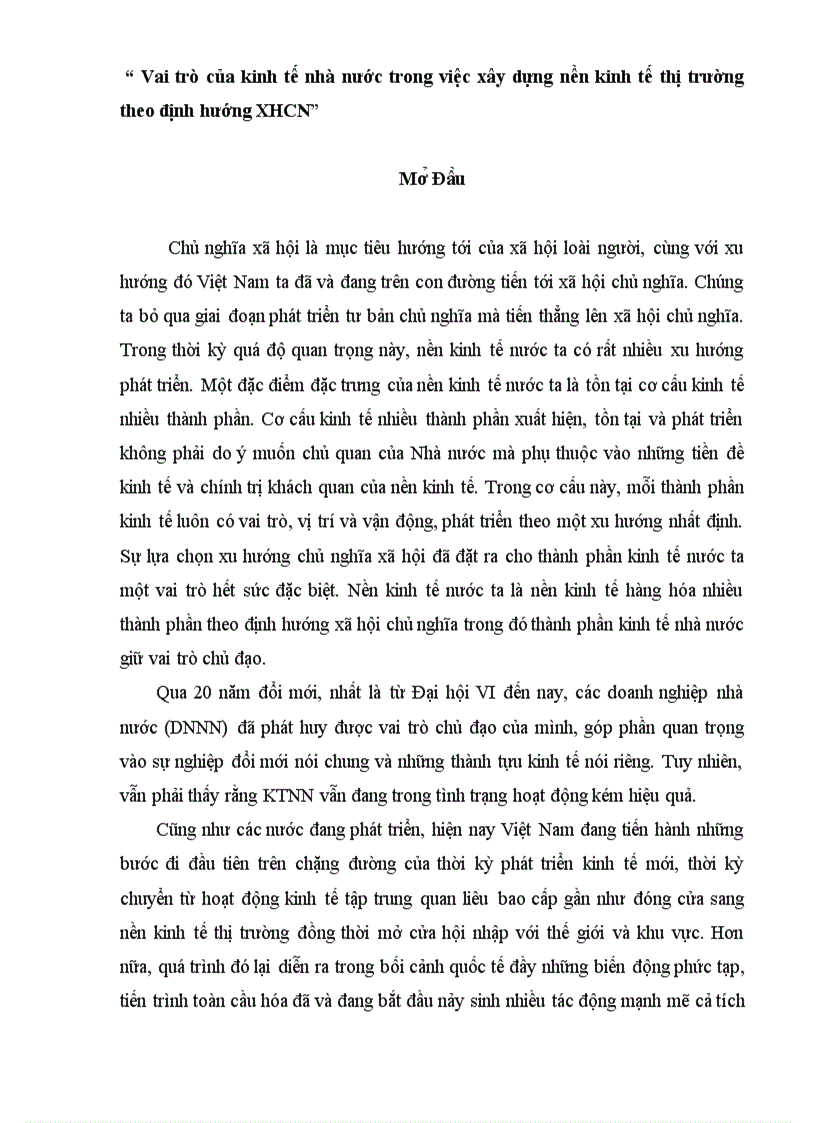 Vai trò của kinh tế nhà nước trong việc xây dựng nền kinh tế thị trường theo định hướng XHCN