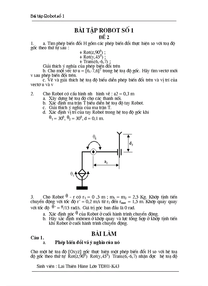 Bài tập robot