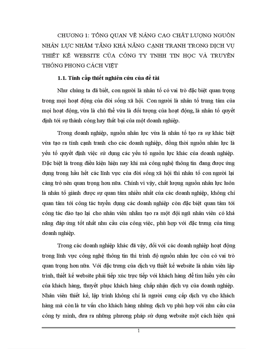 Nâng cao chất lượng nguồn nhân lực với tăng khả năng cạnh tranh trong dịch vụ thiết kế website của công ty tnhh tin học