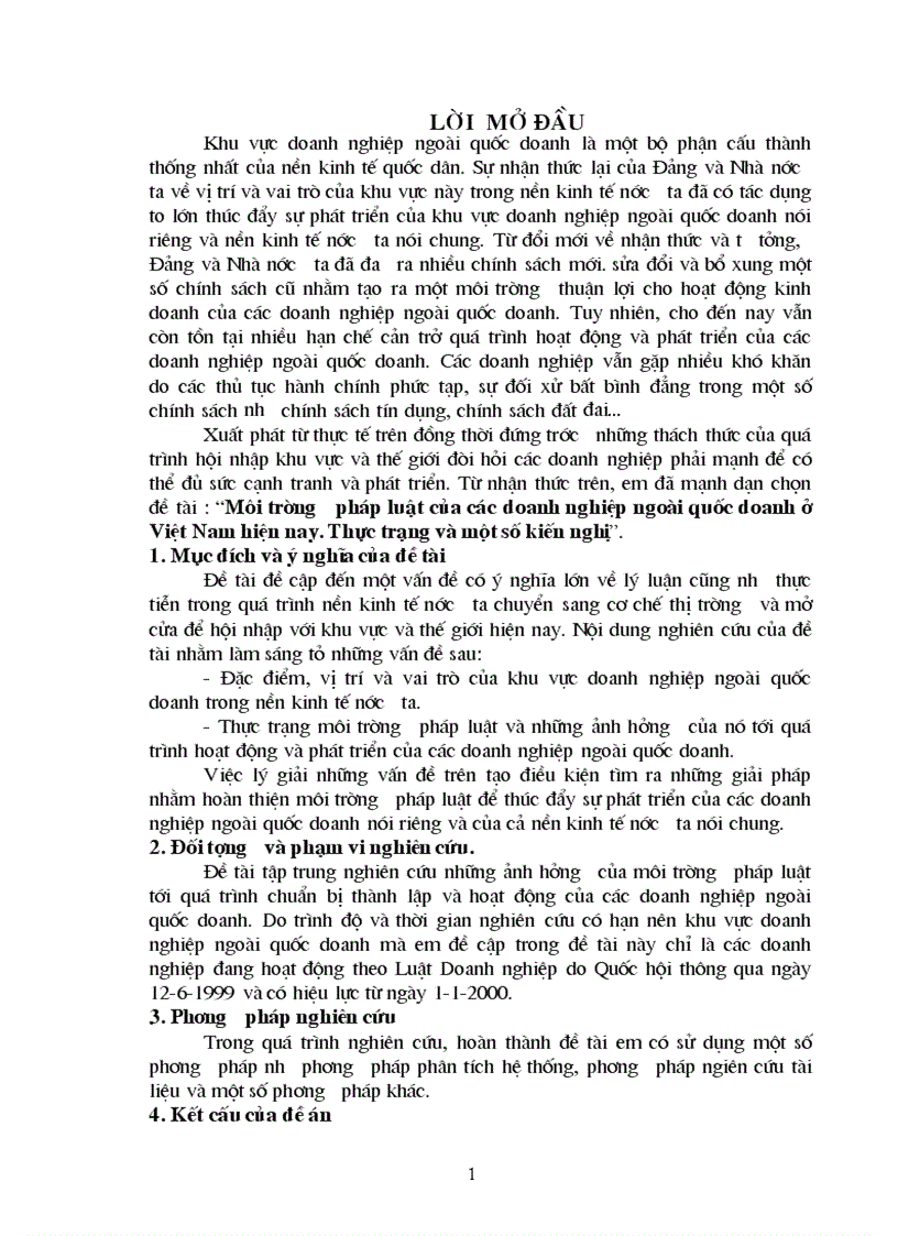 Môi trường pháp luật của các doanh nghiệp ngoài quốc doanh ở Việt Nam hiện nay Thực trạng và một số kiến nghi