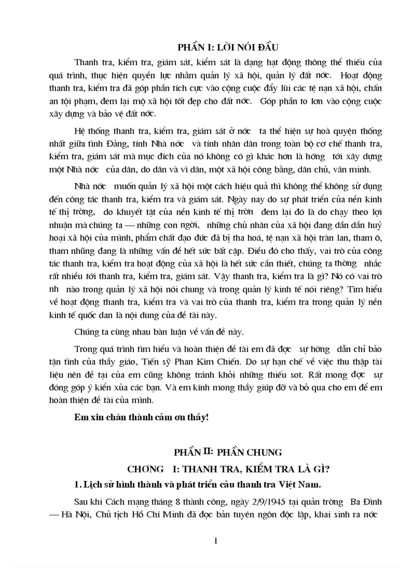 Tình hình thanh tra kiểm tra trong thời gian qua và trong giai đoạn hiện nay