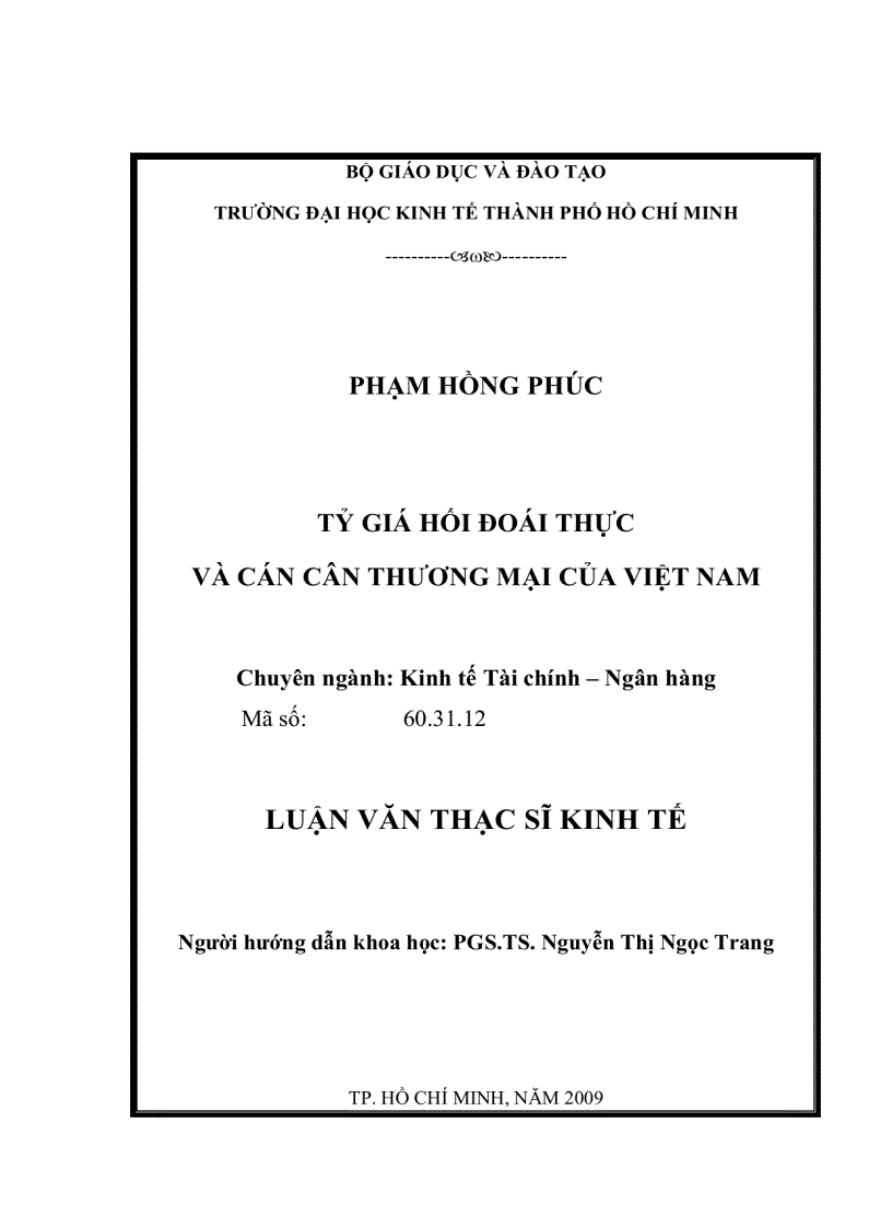 Tỷ giá hối đoái thực thực và cán cân thương mại của Việt Nam