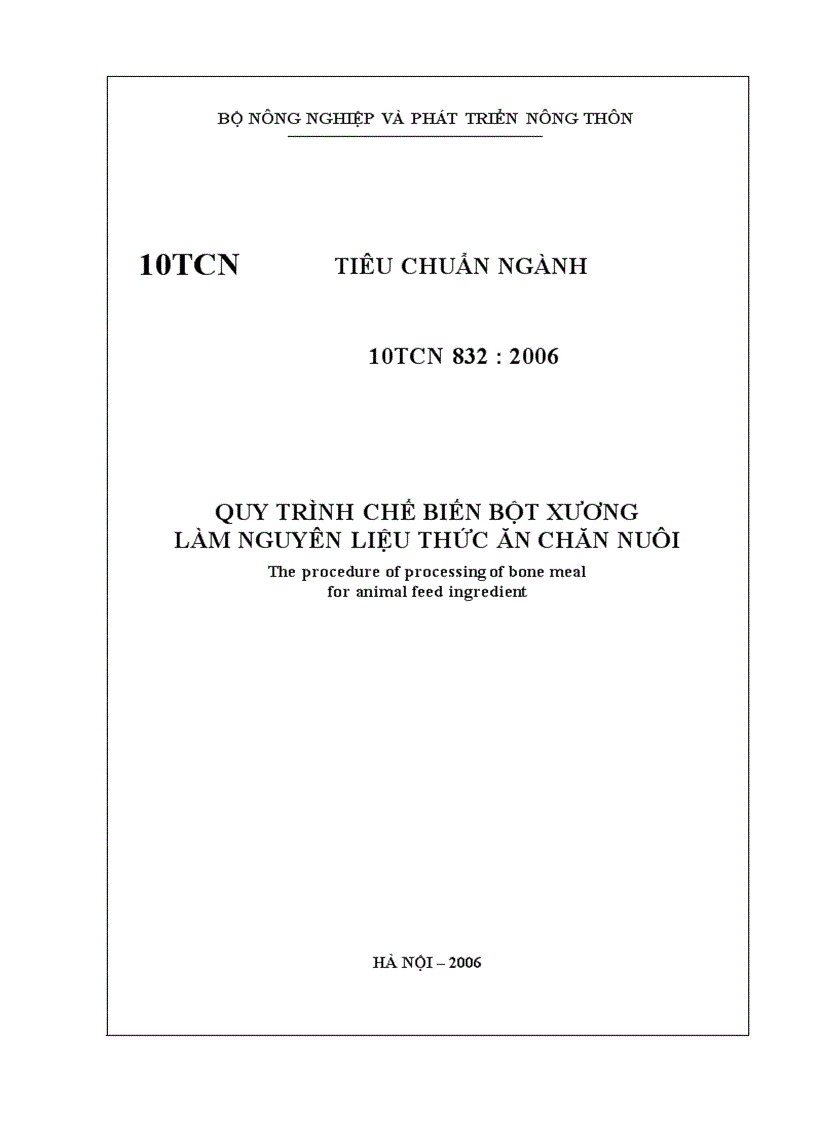 Quy trình chế biến bột xương làm nguyên liệu thức ăn chăn nuôi