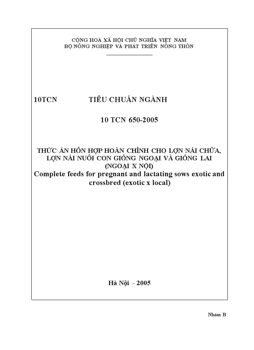 Thức ăn hỗn hợp hoàn chỉnh cho lợn nái chửa lợn nái nuôi con giống ngoại và giống lai ngoại x nội