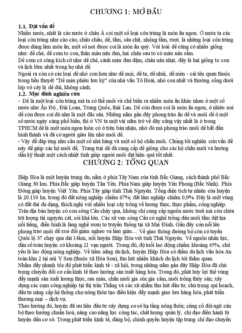 Tiểu luận Lợi ích của việc nuôi dế