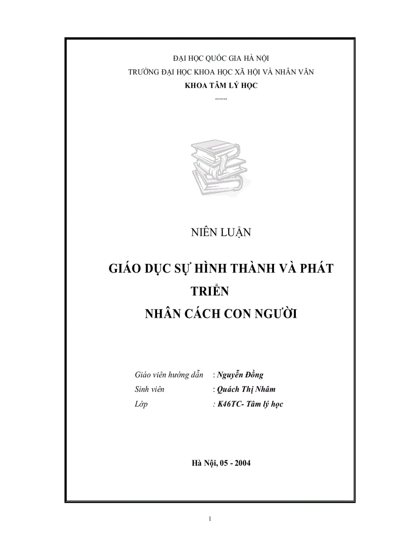 Giáo dục sự hình thành và phát triển nhân cách con người