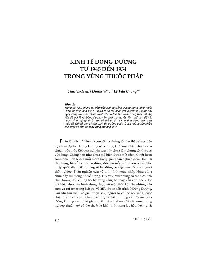 Kinh tế đông dương từ 1945 ðến 1954 trong vùng thuộc pháp