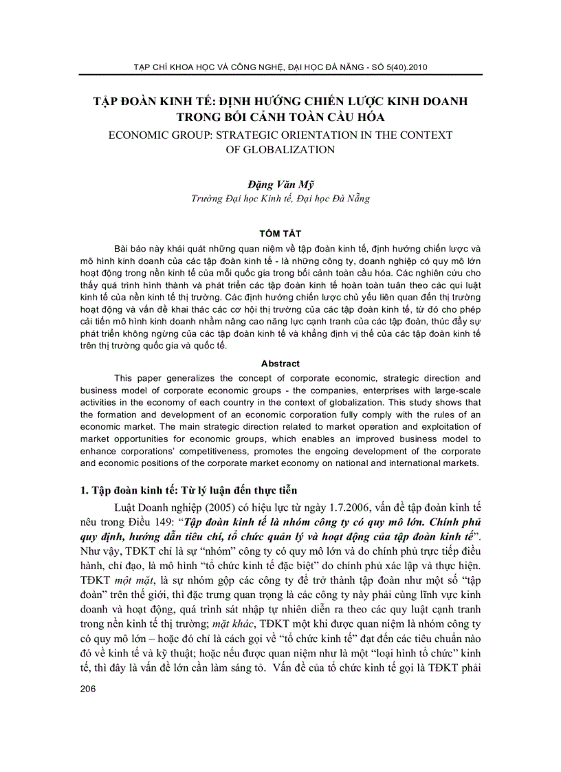 Tập đoàn kinh tế định hướng chiến lược kinh doanh trong bối cảnh toàn cầu hóa