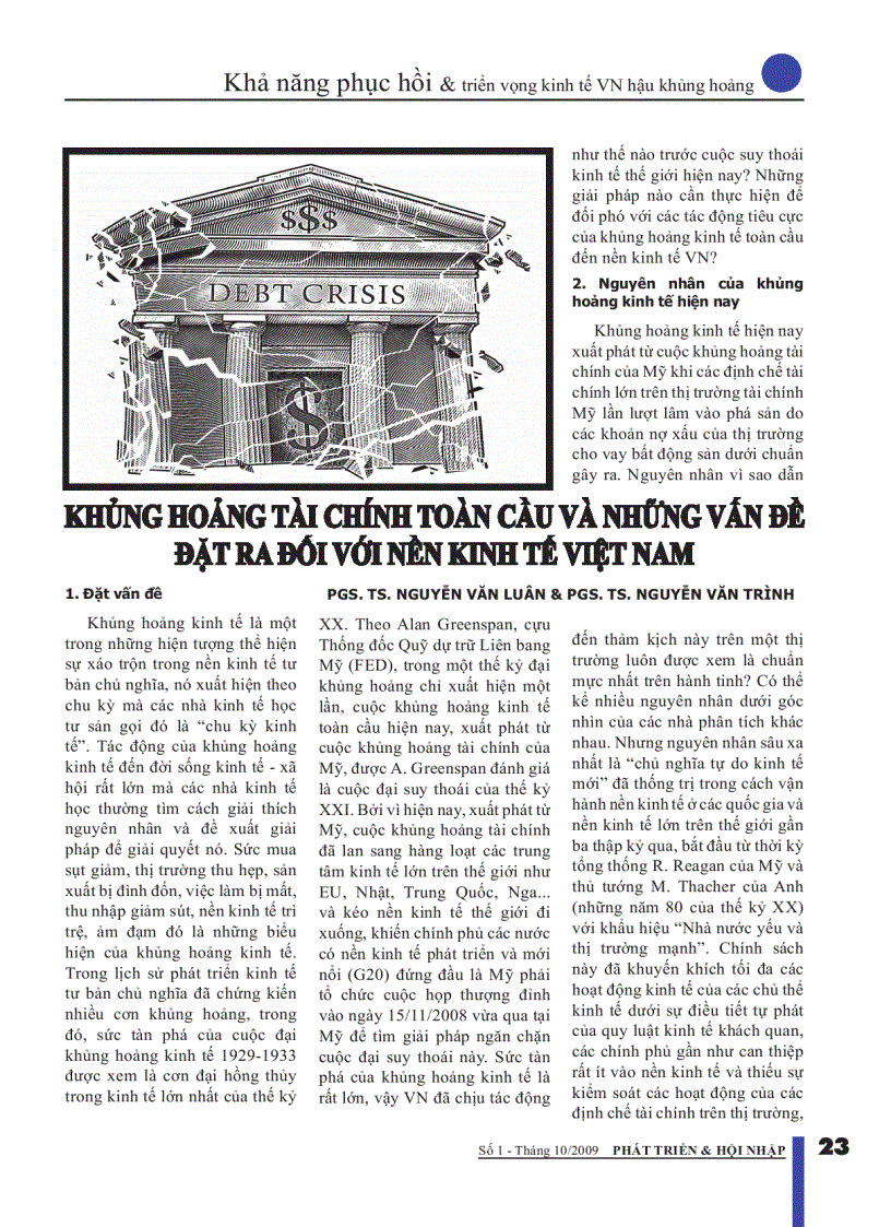 Khủng hoảng tài chính toàn cầu và những vấn đề đặt ra đối với nền kinh tế việt nam
