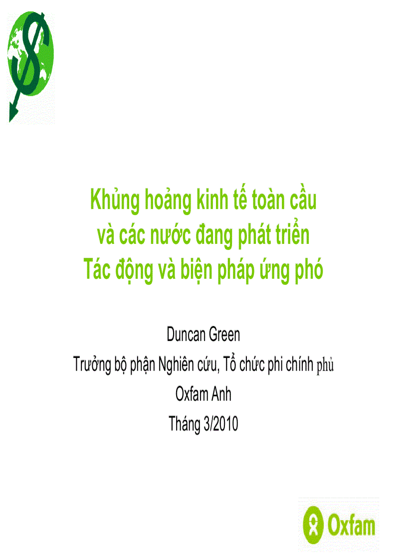 Khủng hoảng kinh tế toàn cầu và các nước đang phát triển Tác động và biện pháp ứng phó