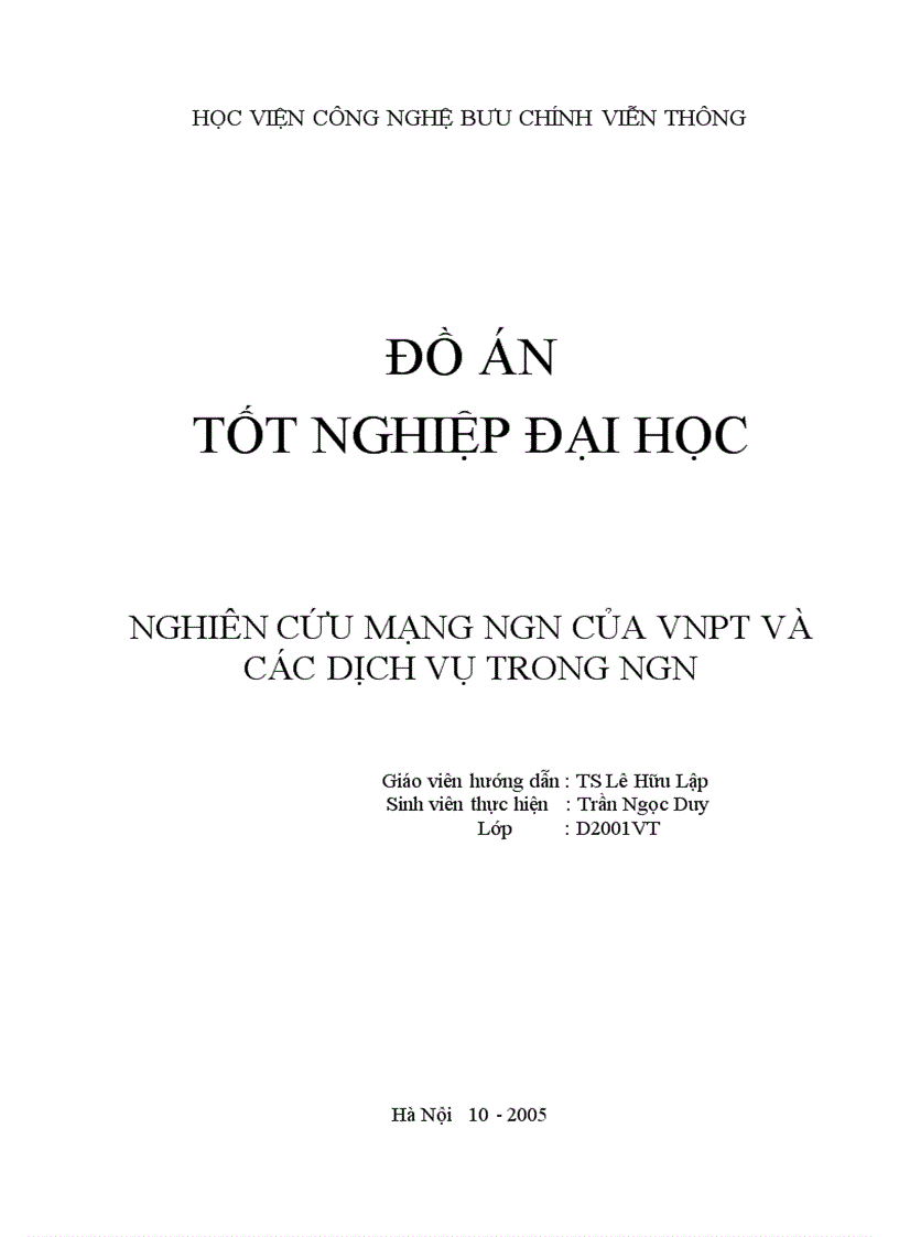 Nghiên cứu mạng ngn của vnpt và các dịch vụ trong ngn