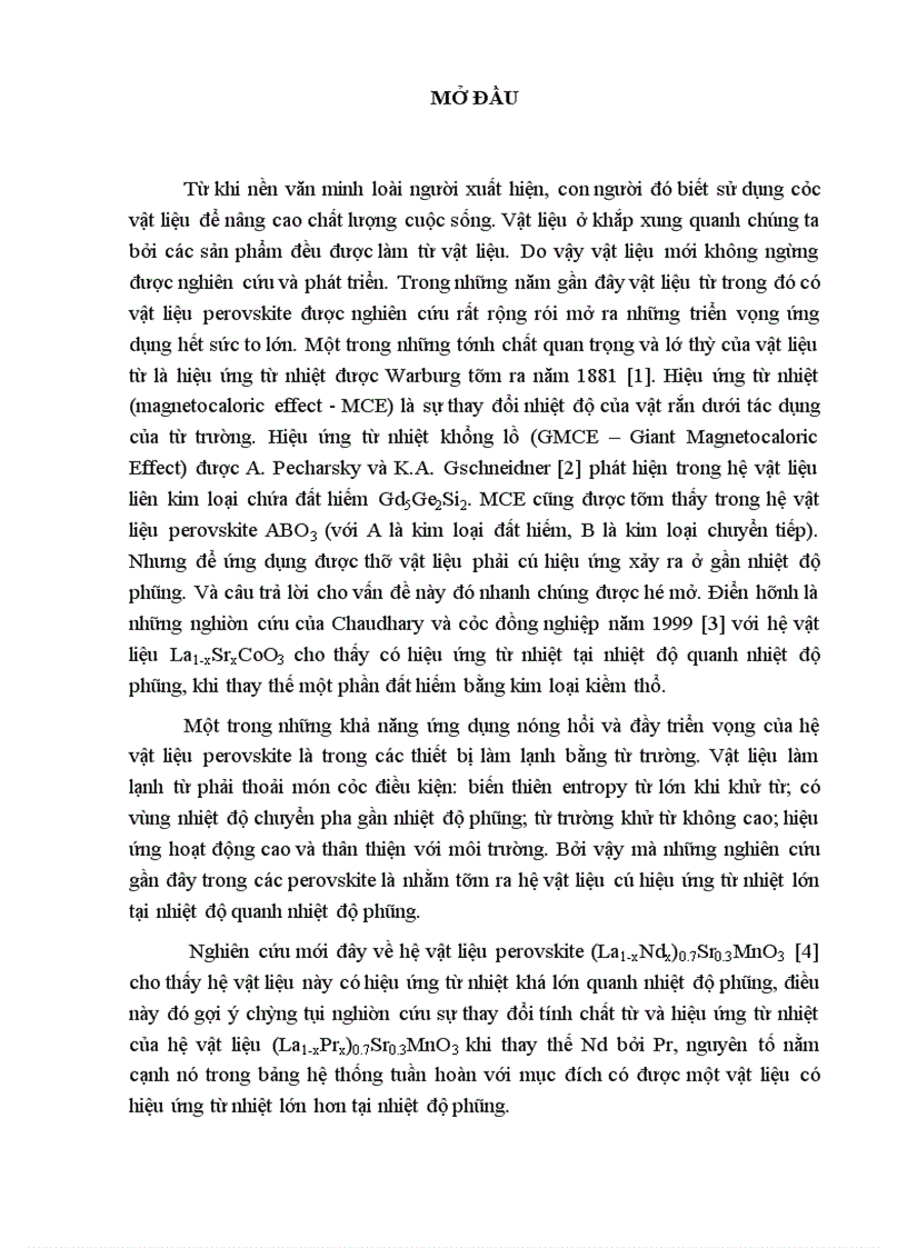 Hiệu ứng từ nhiệt lớn trong hệ vật liệu perovskite La1 xPrx 0 7Sr0 3MnO3