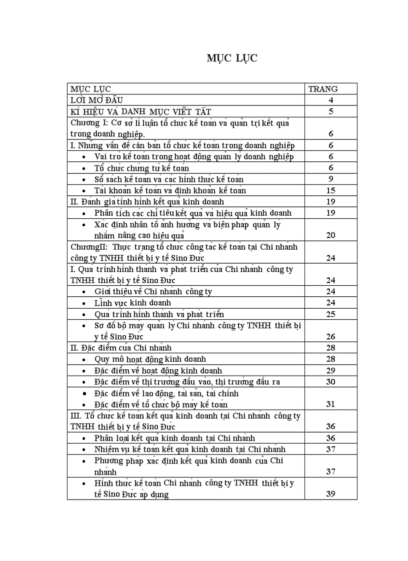 Tổ chức kế toán kết quả kinh doanh và biện pháp nâng cao kết quả kinh doanh ở Chi nhánh Công ty TNHH Thiết Bị Y Tế Sino Đức