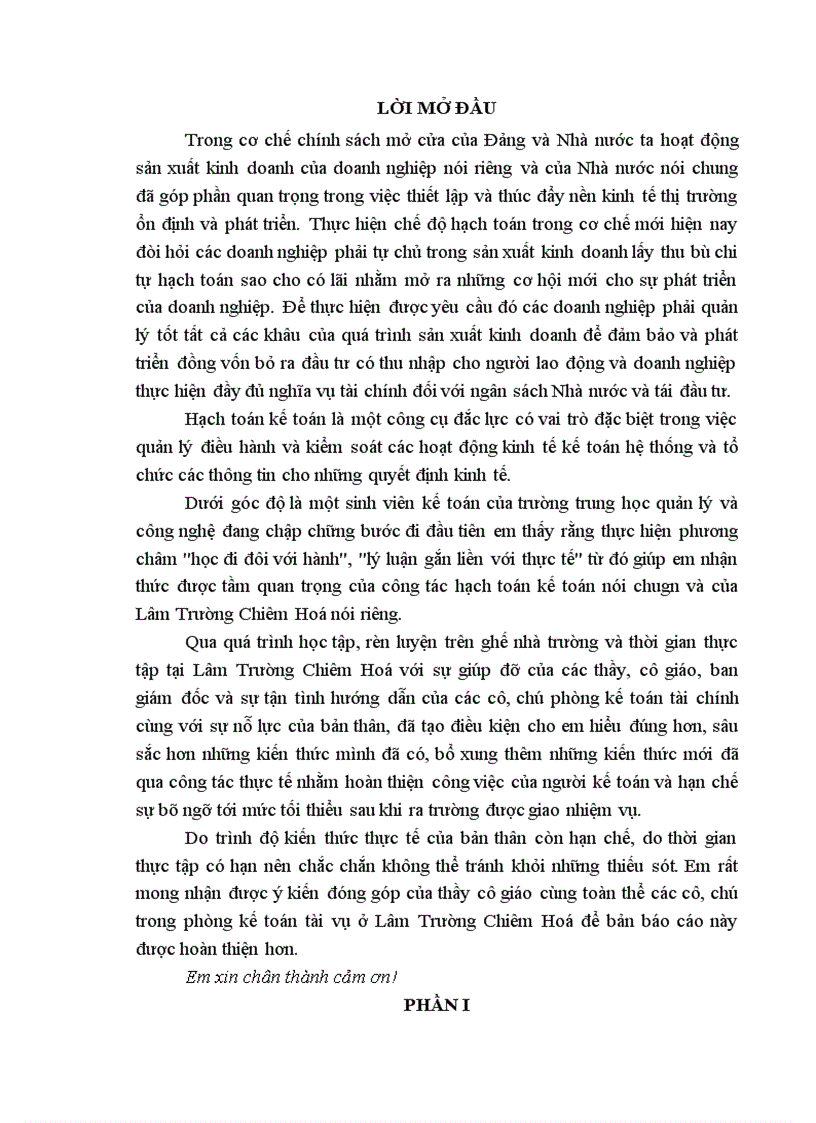 Công tác hạch toán tại lâm trường Chiêm Hoá