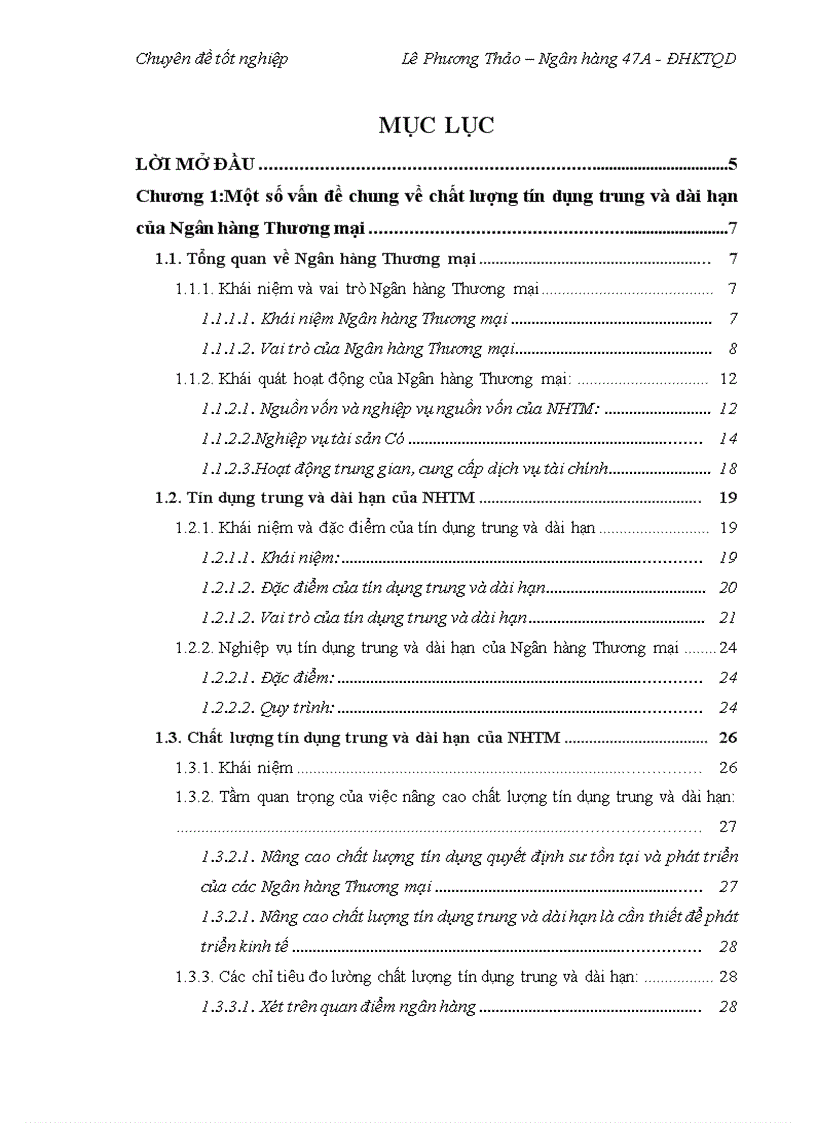 Nâng cao chất lượng tín dụng trung và dài hạn tại Ngân hàng Thương Mại Cổ Phần Nhà Hà Nội