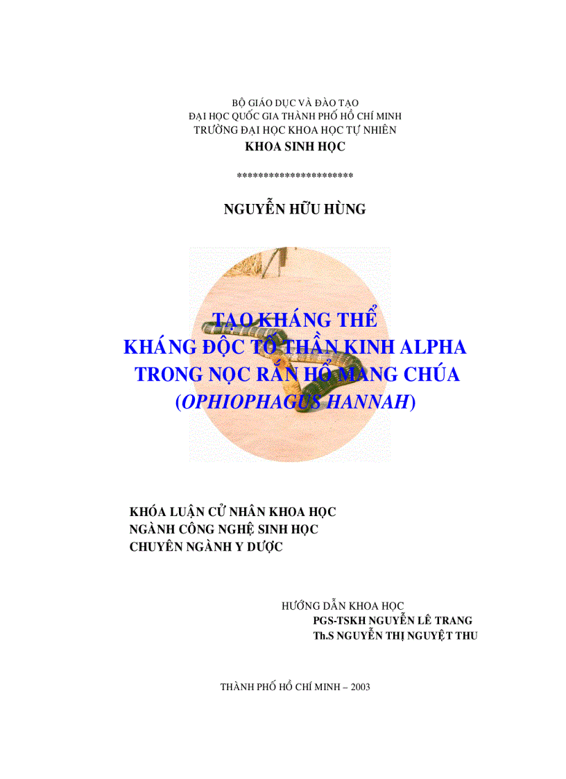 Tạo kháng thể kháng độc tố thần kinh trong nọc rắn hổ mang chúa Ophiophagus hannah