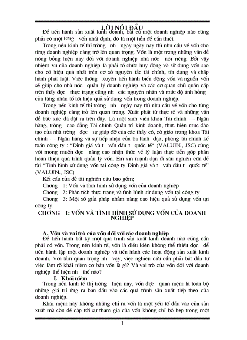 Tình hình sử dụng vốn tại công ty Định giá và tư vấn đầu tư quốc tế