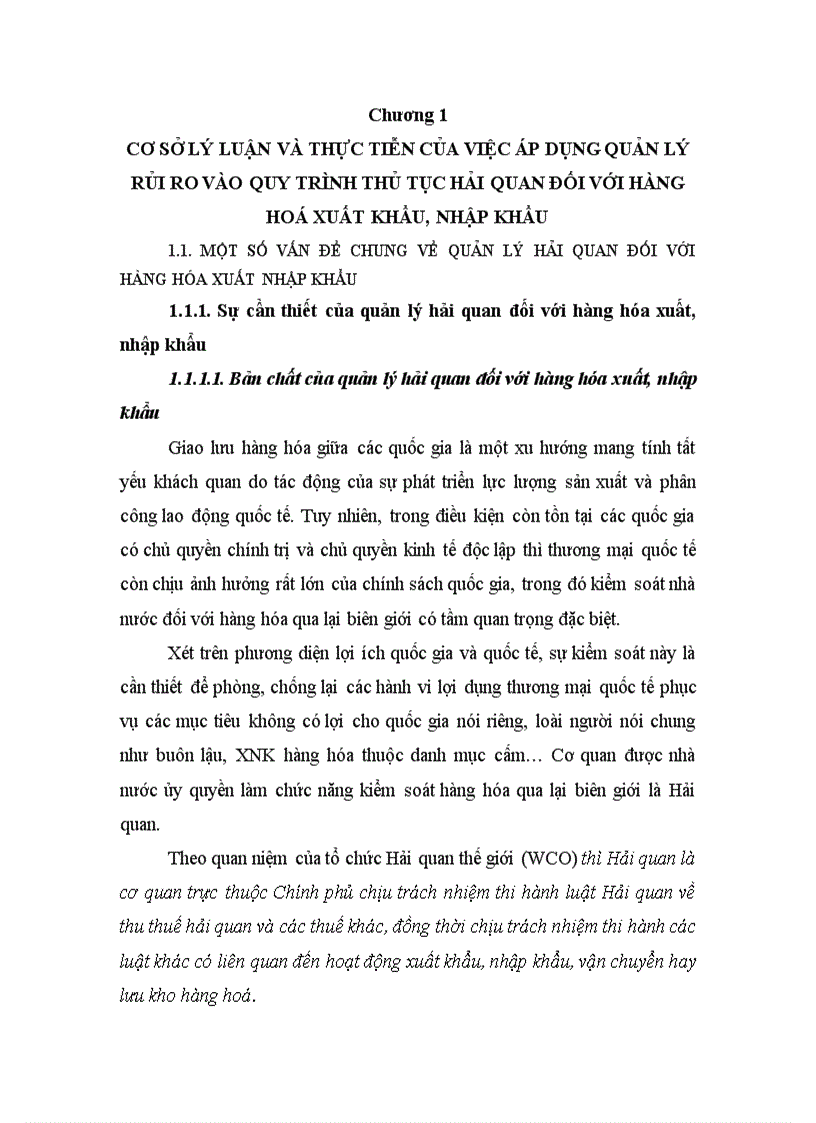 Thực trạng áp dụng quản lý rủi ro trong quy trình thủ tục Hải quan đối với hàng hoá xuất nhập khẩu