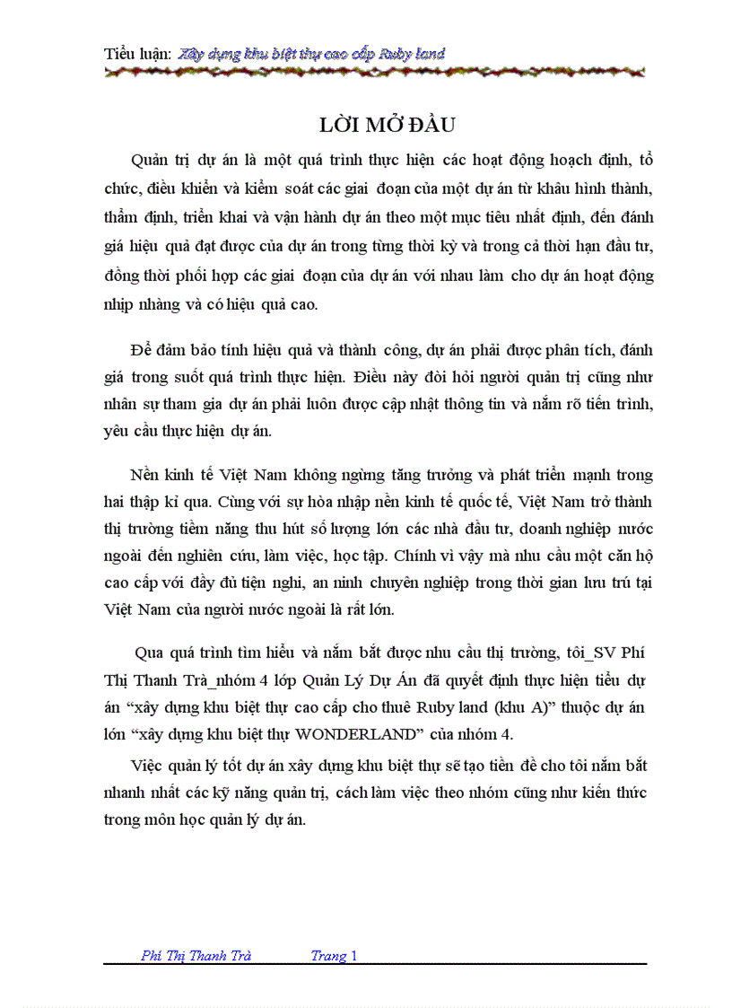 Xây dựng khu biệt thự cao cấp cho thuê Ruby land khu A