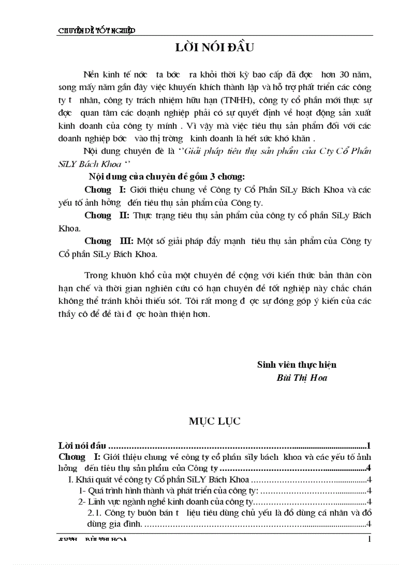 Giải pháp tiêu thụ sản phẩm của công ty Cổ Phần SĩLY Bách Khoa