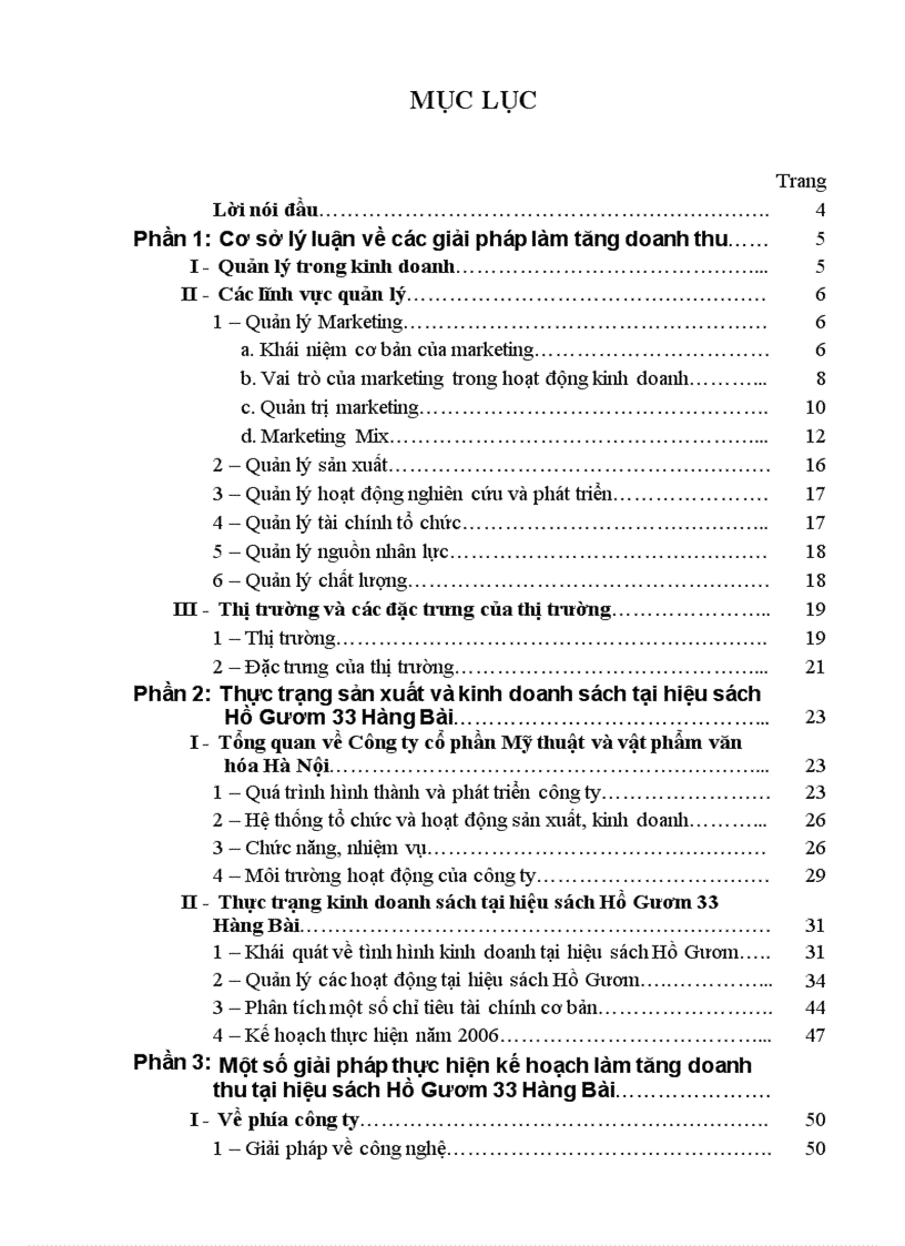 Một số thực trạng và giải pháp làm tăng doanh thu tại hiệu sách Hồ Gươm