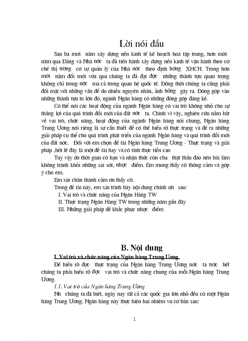 Ngân Hàng TW Thực trạng Giải pháp