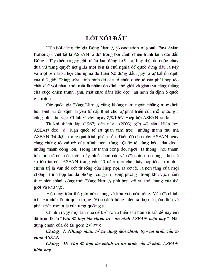 Vấn đề hợp tác chính trị an ninh ASEAN hiện nay
