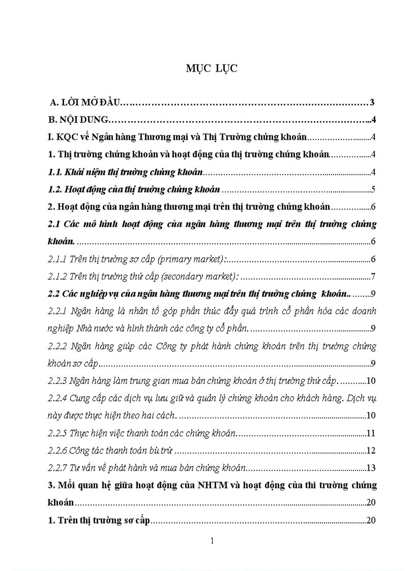 Pháp luật về hoạt động của ngân hàng thương mại trên thị trường chứng khoán Việt Nam