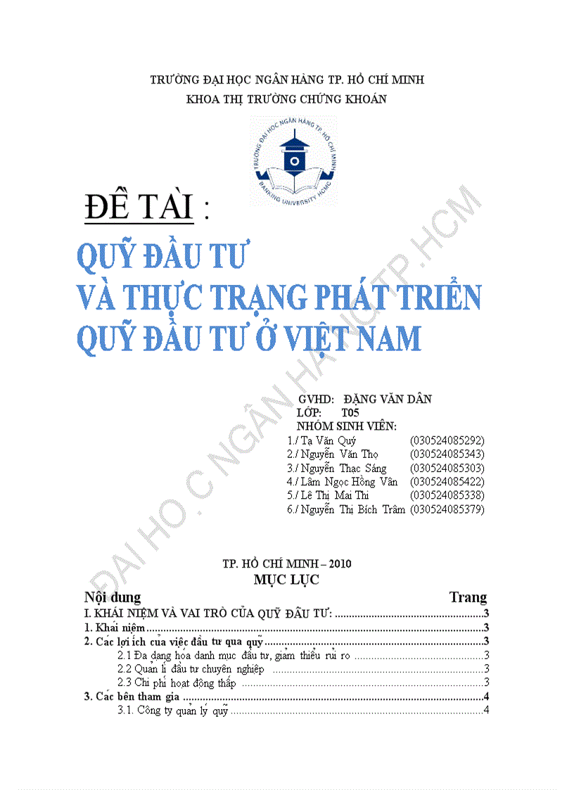 Quỹ đầu tư và thực trạng phát triển quỹ đầu tư tại Việt Nam