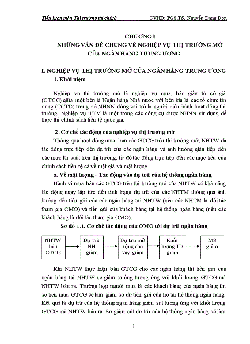 Những vấn đề chung về nghiệp vụ thị trường mở của ngân hàng trung ương và giải pháp hoàn thiện nghiệp vụ thị trường mở của ngân hàng nhà nước việt nam
