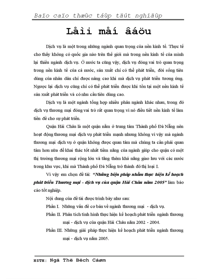 Những bi ện pháp nhằm thực hi ện k ế hoạch phát triển thương mại dịch vụ của quận hải châu năm 2005
