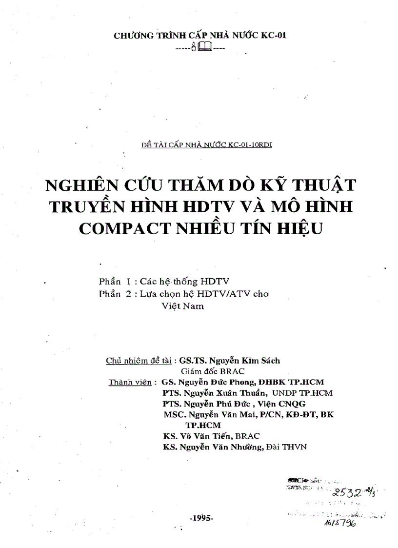 Nghiên cứu thăm dò kỹ thuật truyền hình hdtv và mô hình compact nhiều tín hiệu