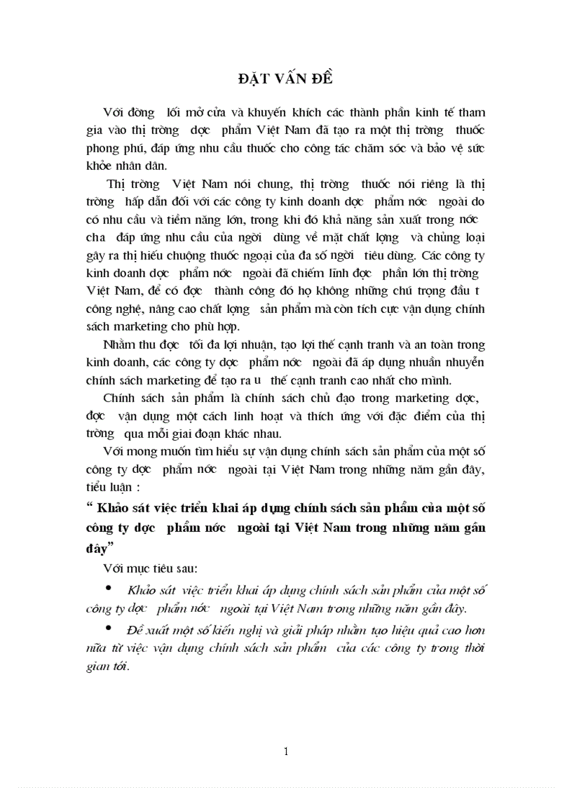 Khảo sát việc triển khai áp dụng chính sách sản phẩm của một số công ty dược phẩm nước ngoài tại Việt Nam trong những năm gần đây