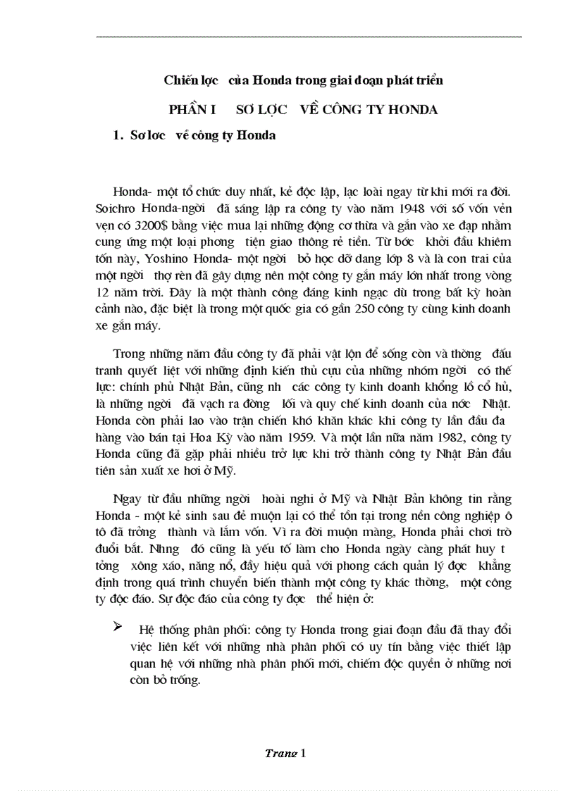 Chiến lược của Honda trong giai đoạn phát triển