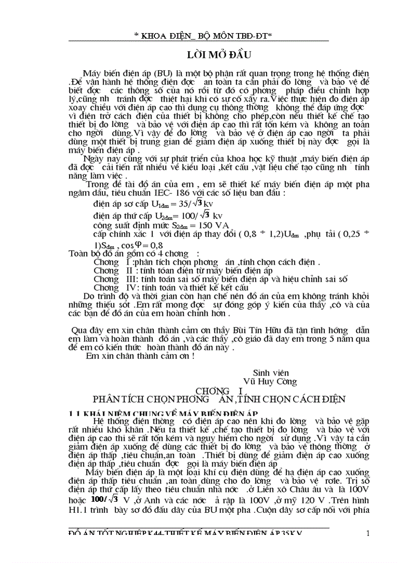 ĐỒ án tốt nghiệp thiết kế máy biến điện áp ngâm dầu theo tiêu chuẩn IEC 186