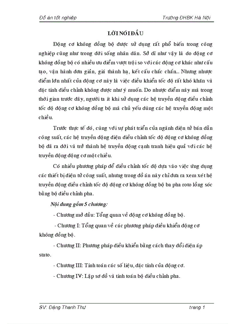 Đồ án hệ truyền động điều chỉnh tốc độ động cơ không đồng bộ ba pha roto lồng sóc bằng bộ điều chỉnh pha