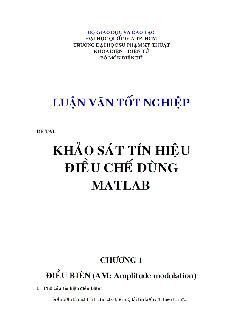 Đồ án thiết kế khảo sát tín hiệu dùng matlap