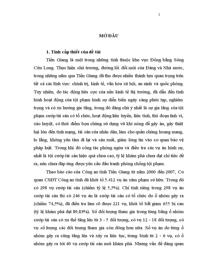 Chiến thuật HCBC trong điều tra các vụ án cướp tài sản có tổ chức của Cơ quan CSĐT Công an tỉnh Tiền Giang