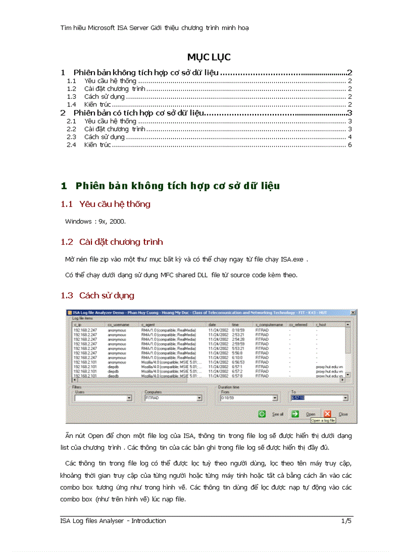 Tìm hiều Microsoft ISA Server Giới thiệu chương trình minh hoạ