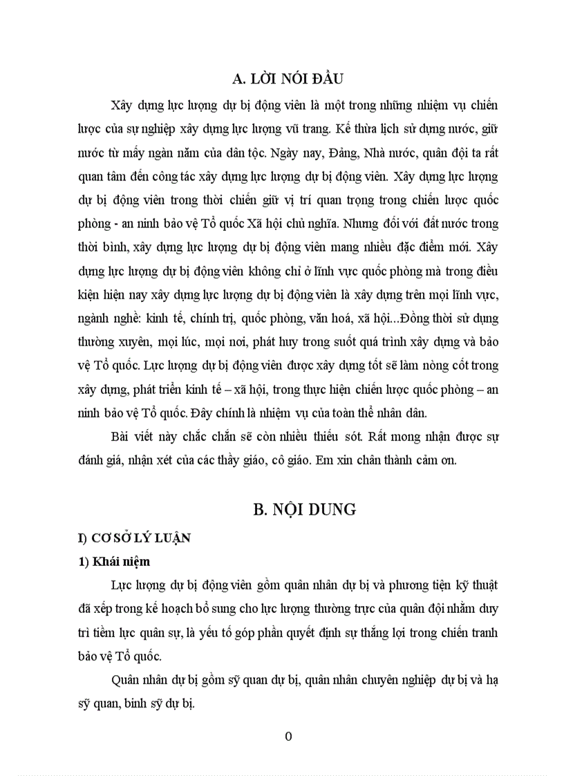 Thực trạng và giải pháp Xây dựng lực lượng dự bị động viên