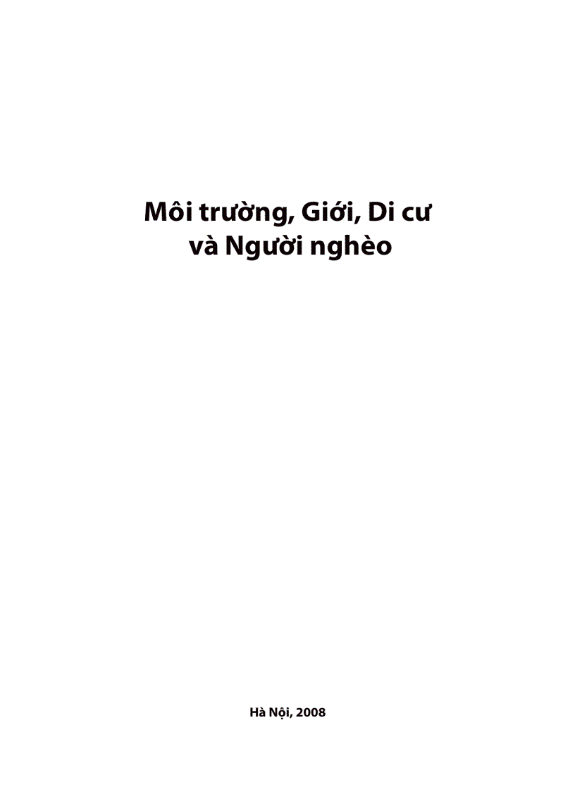 Môi trường Giới Di cư và Người nghèo