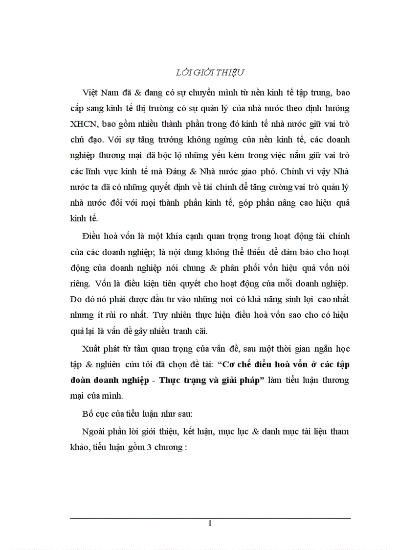 Cơ chế điều hoà vốn ở các tập đoàn doanh nghiệp Thực trạng và giải pháp