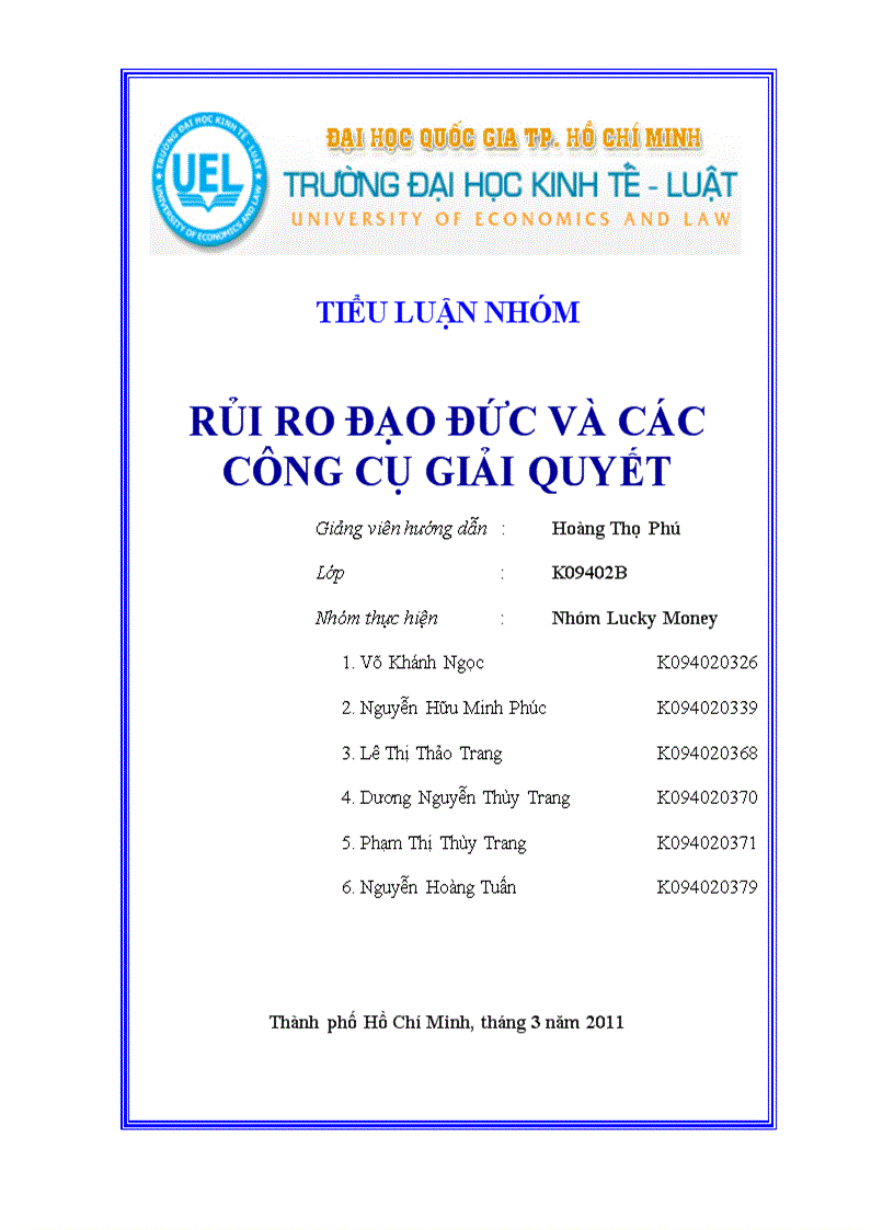 Rủi ro đạo đức và các công cụ giải quyết