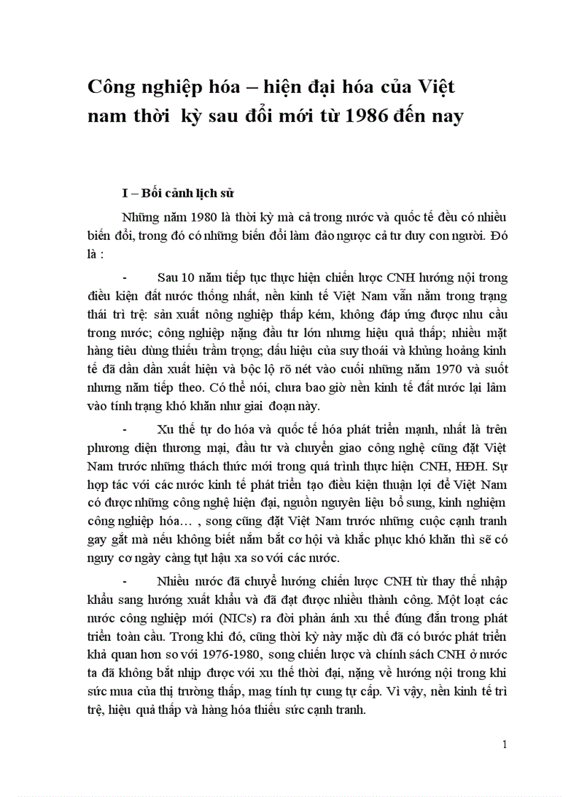 Quá trình công nghiệp hóa hiện đại hóa của Việt Nam từ năm 1986 đến 2010