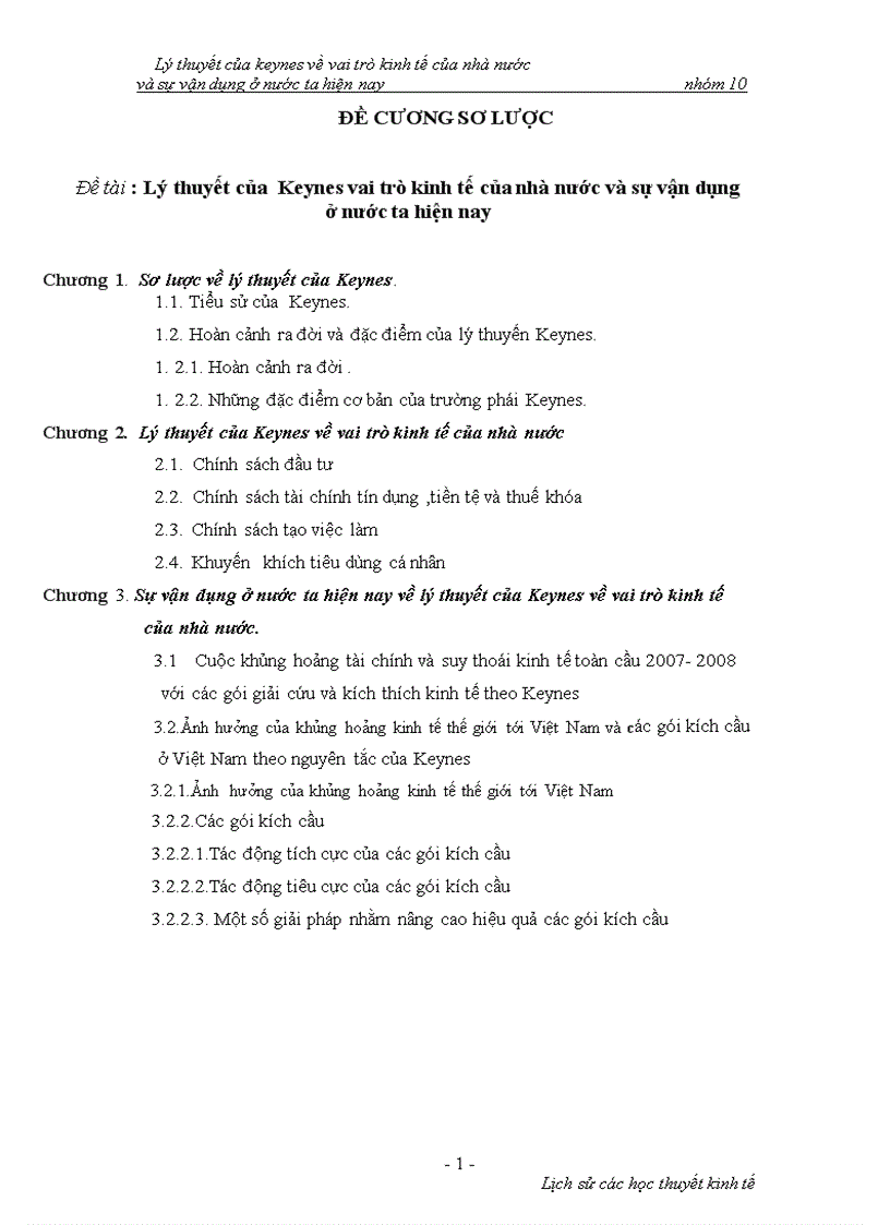 Lý thuyết của Keynes vai trò kinh tế của nhà nước và sự vận dụng ở nước ta hiện nay